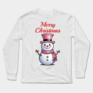 Cute pink snowman Long Sleeve T-Shirt